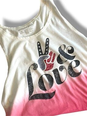 Weekend Soul Peace Love Patriotic Ombre Tank Top Size Large